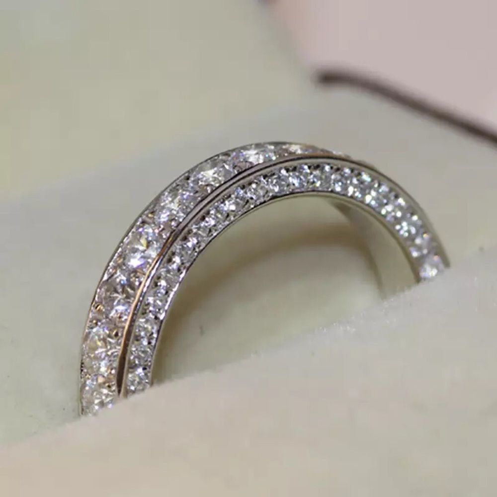 💎A067💎 ELEGANT 18K WHITE GOLD PAVE INFINITY DIAMOND RING - Picture 2 of 7